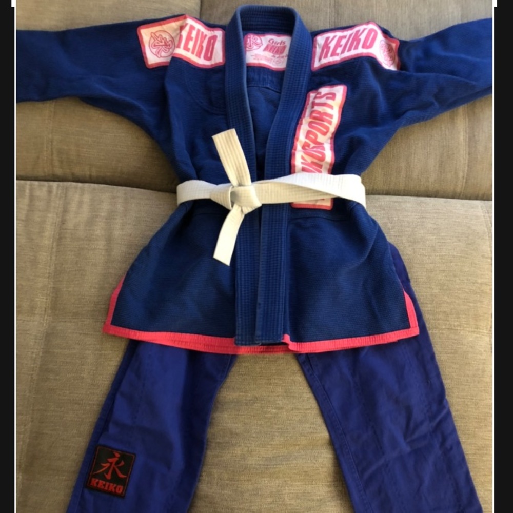 Kimono Jiujitsu Gi Uniform Brazilian Fightwear BJJ MMA Blue Size 0 Keiko 3pc Set